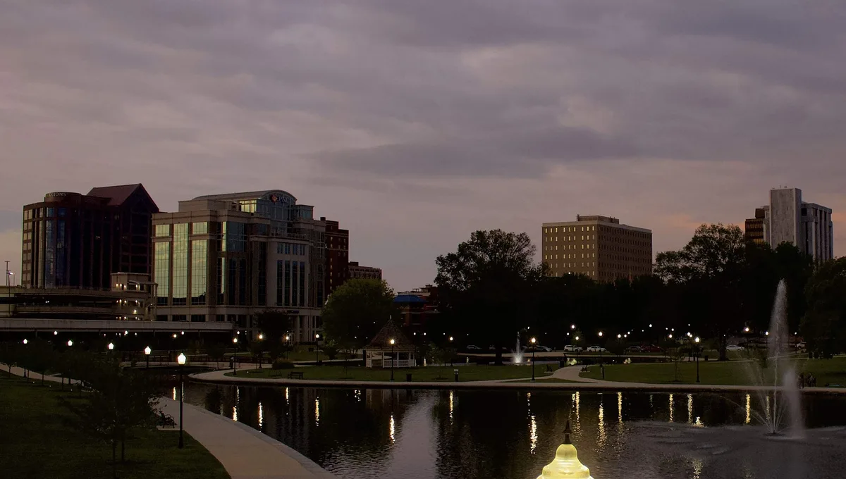 The Huntsville, Alabama skyline seen from Big Spring Park