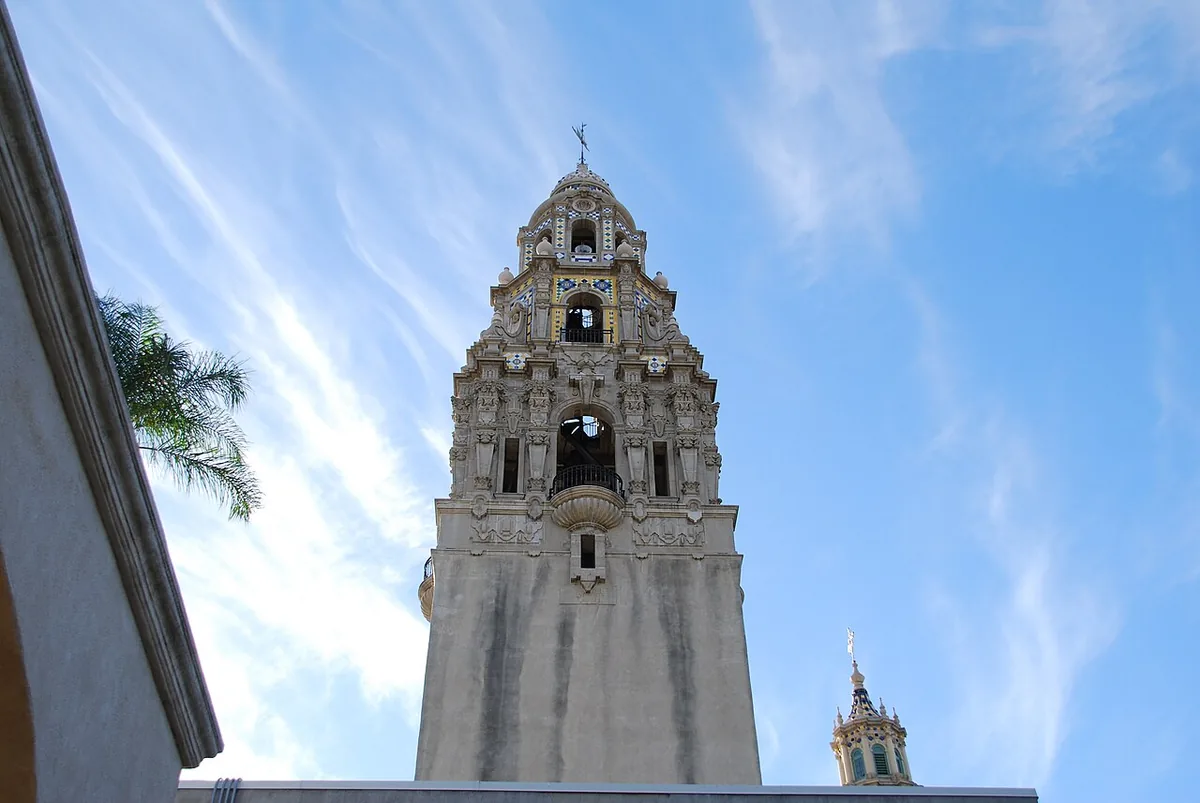 The ornate California Tower rising over Balboa Park in San Diego