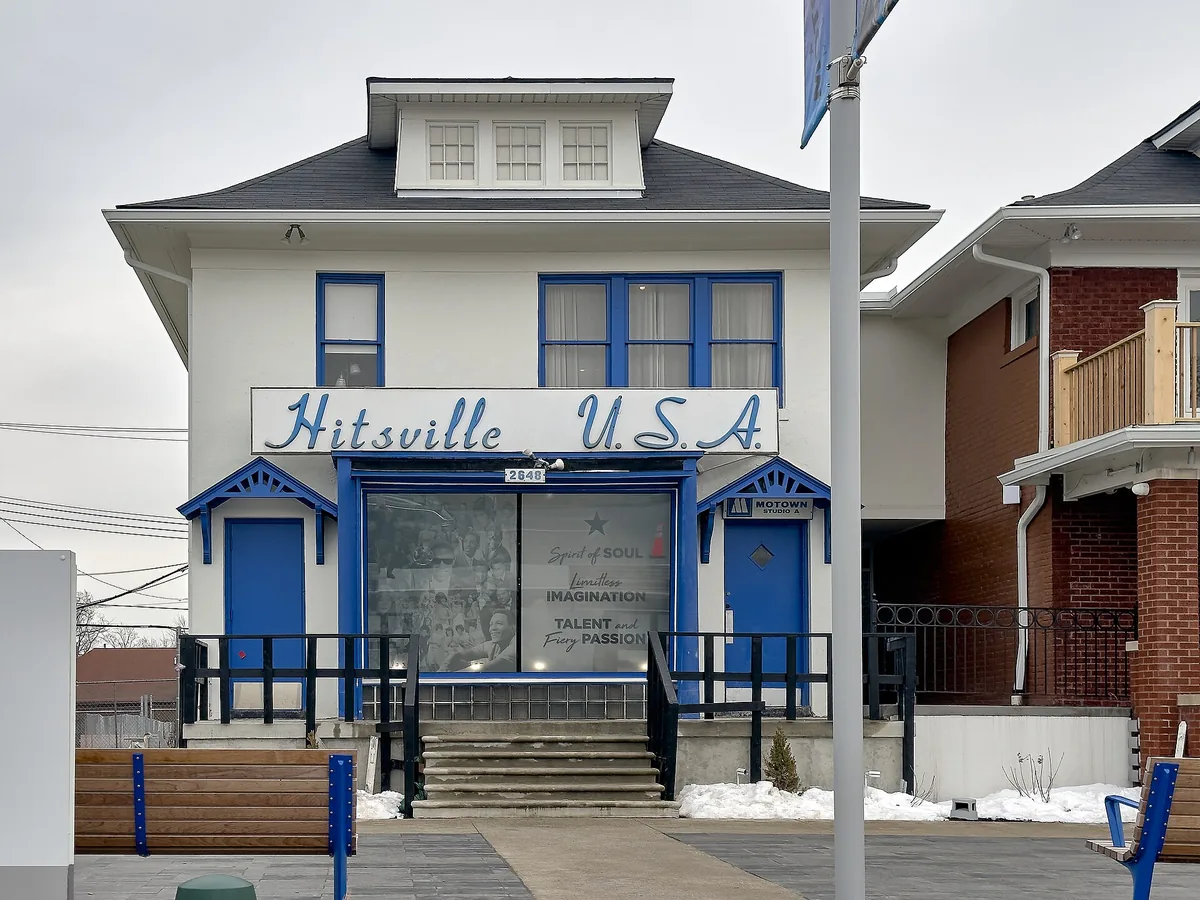 The blue-and-white Hitsville U.S.A. house that holds the Motown Museum