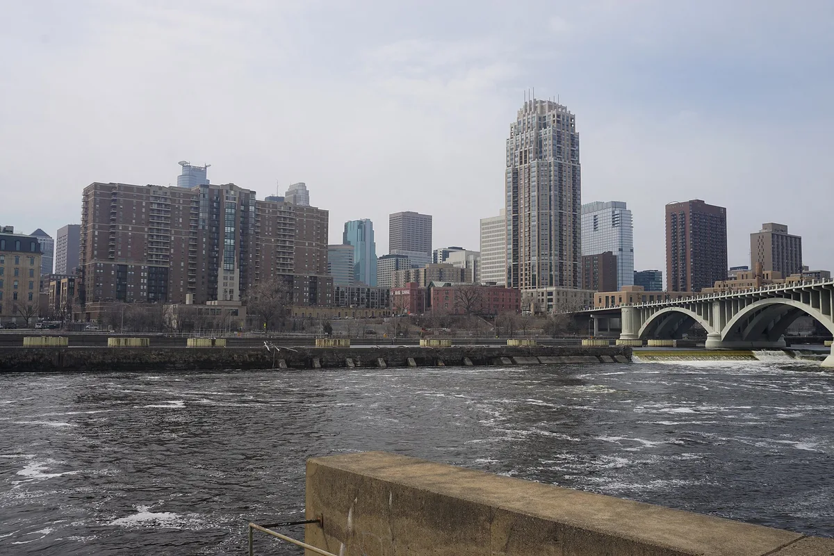 The Minneapolis skyline and the Mississippi River
