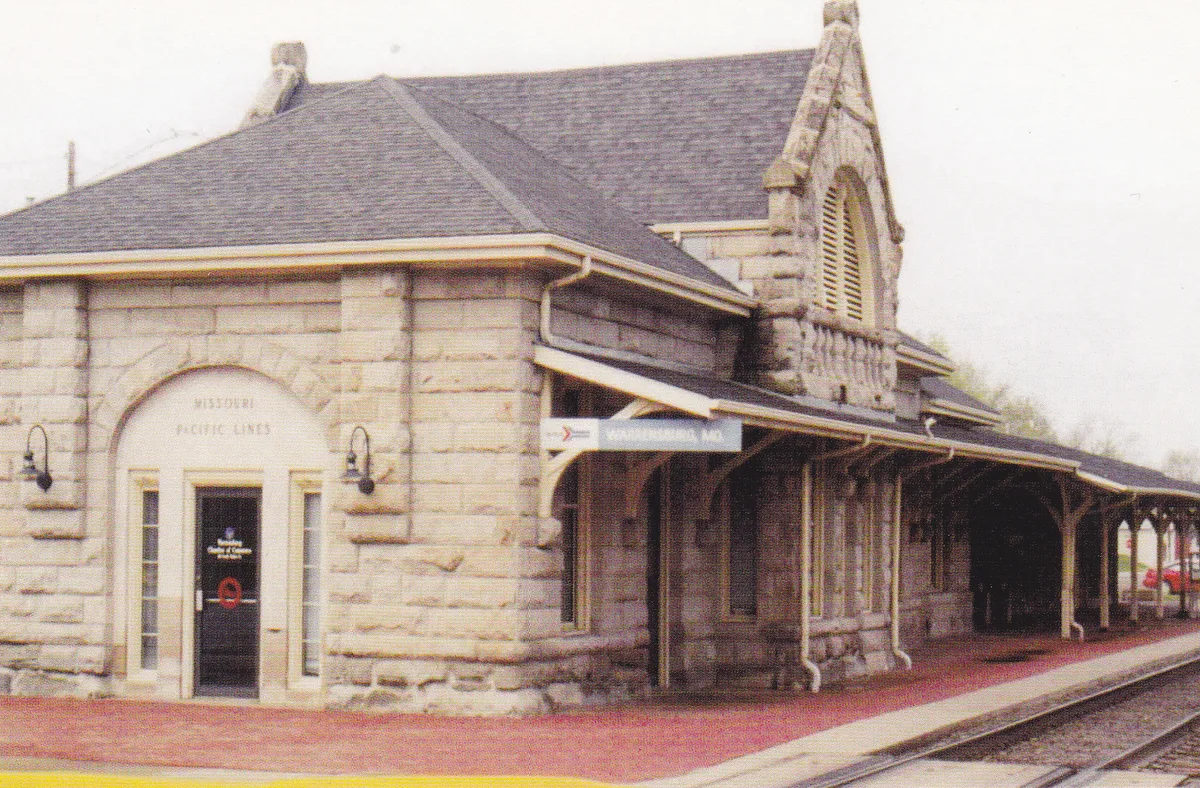 The historic train depot in Warrensburg, Missouri