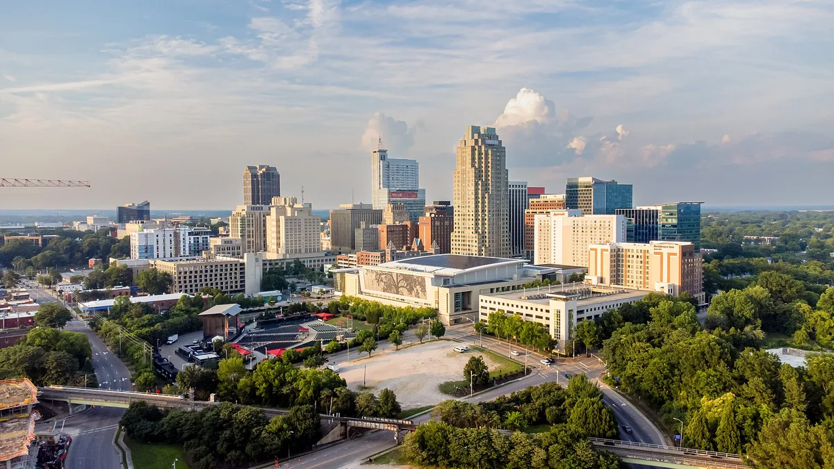 The Raleigh, North Carolina skyline seen from Dorothea Dix Park