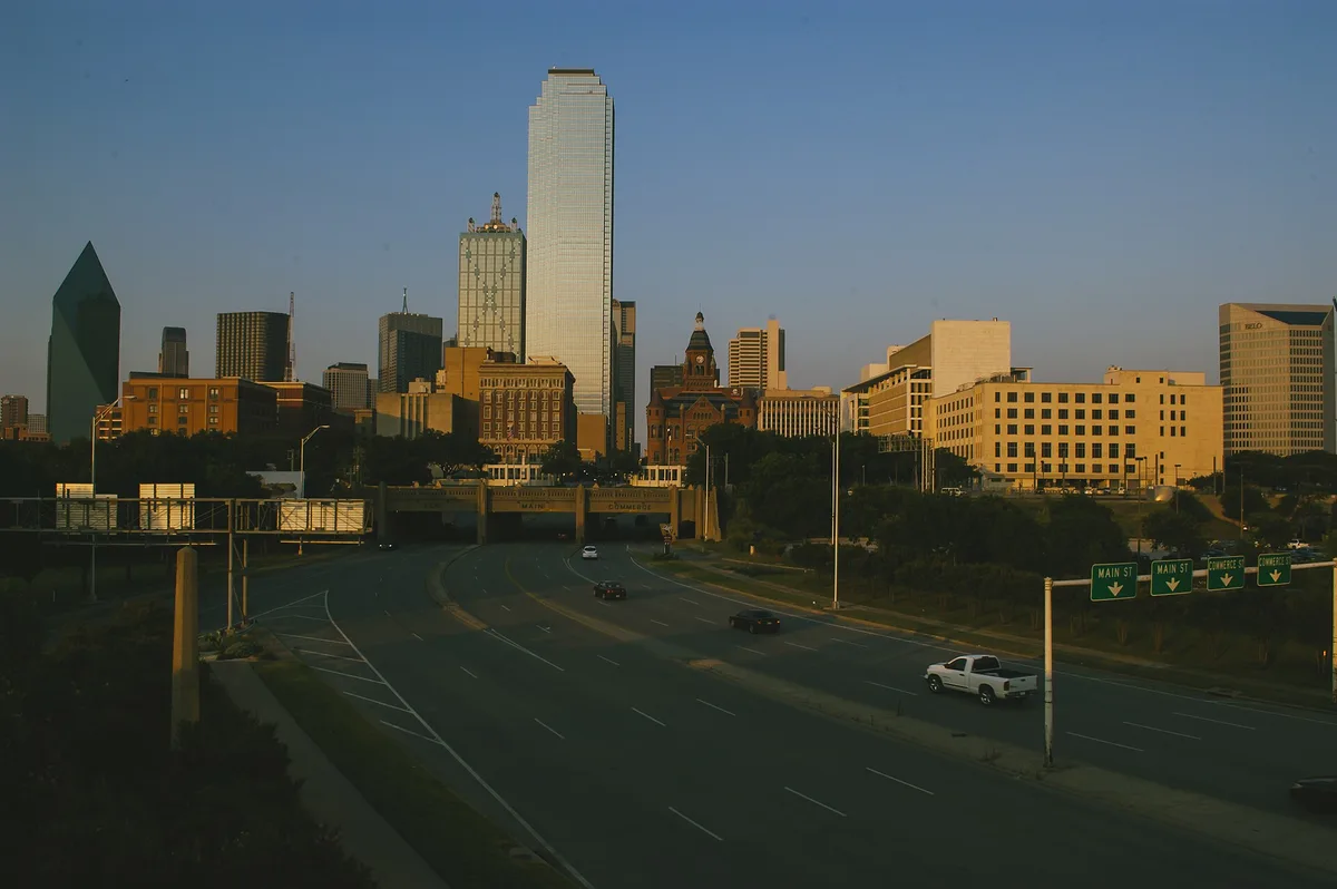 The Dallas, Texas skyline in the evening
