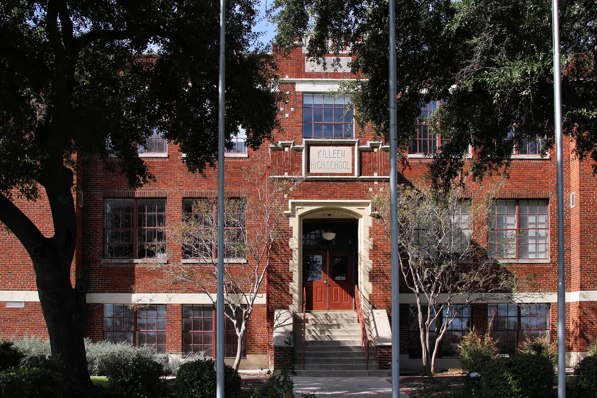 The historic Avenue D School building, the old Killeen High School, in Killeen, Texas